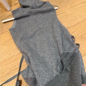 Zara Gray Knit cowl neck belted sleeveless sweater S